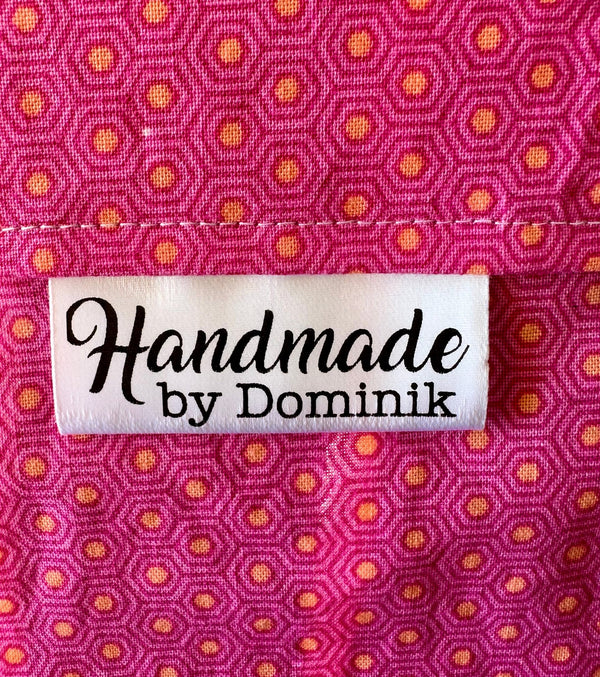 Handmade Satin Labels. Pretty, personalized satin quilt labels and tags - Jammin Threads