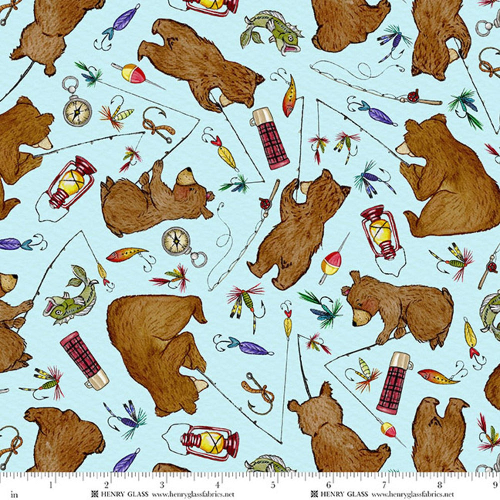 Happy Campers Bears & Bobbers Quilt Fabric by Sharon Kuplack for Henry Glass - Jammin Threads