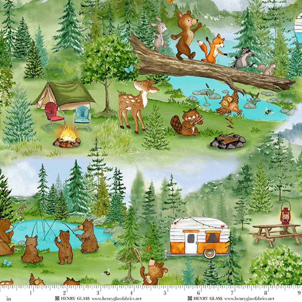 Happy Campers Camp Scenic Quilt Fabric by Sharon Kuplack for Henry Glass - Jammin Threads