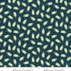 Happy Campers Fireflies Lime & Dark Teal Quilt Fabric by Sharon Kuplack for Henry Glass - Jammin Threads