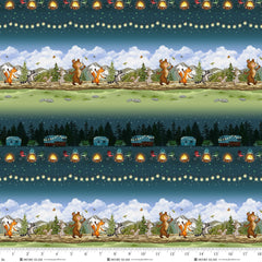 Happy Campers Stripe Dark Teal Green Quilt Fabric by Sharon Kuplack for Henry Glass - Jammin Threads