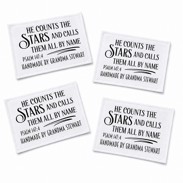 He Counts the Stars Personalized Quilt Label – Psalm 147:4 - Jammin Threads