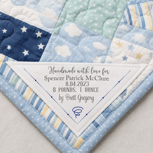 Here’s the Shopify description and SEO meta for the baby corner quilt label. - Jammin Threads