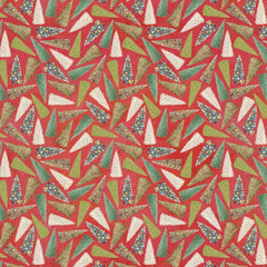 Holly Woods Christmas Quilt Fabric Bottlebrush Tree Toss 9246-83 Coral - Jammin Threads
