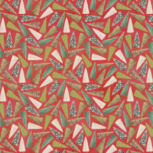 Holly Woods Christmas Quilt Fabric Bottlebrush Tree Toss 9246-83 Coral - Jammin Threads