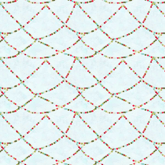 Holly Woods Christmas Quilt Fabric Hanging Lights 9243-17 Ice - Jammin Threads