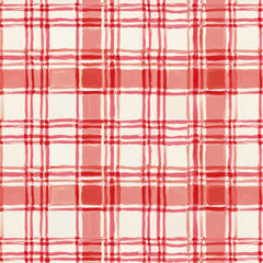 Holly Woods Christmas Quilt Fabric Painted Plaid 9241-83 Coral - Jammin Threads