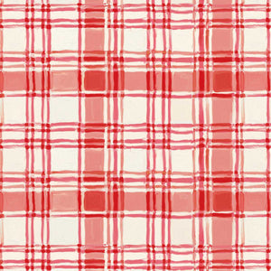 Holly Woods Christmas Quilt Fabric Painted Plaid 9241-83 Coral - Jammin Threads