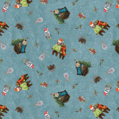 Holly Woods Christmas Quilt Fabric Woodland Toss 9234-79 Slate - Jammin Threads