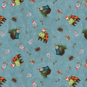 Holly Woods Christmas Quilt Fabric Woodland Toss 9234-79 Slate - Jammin Threads