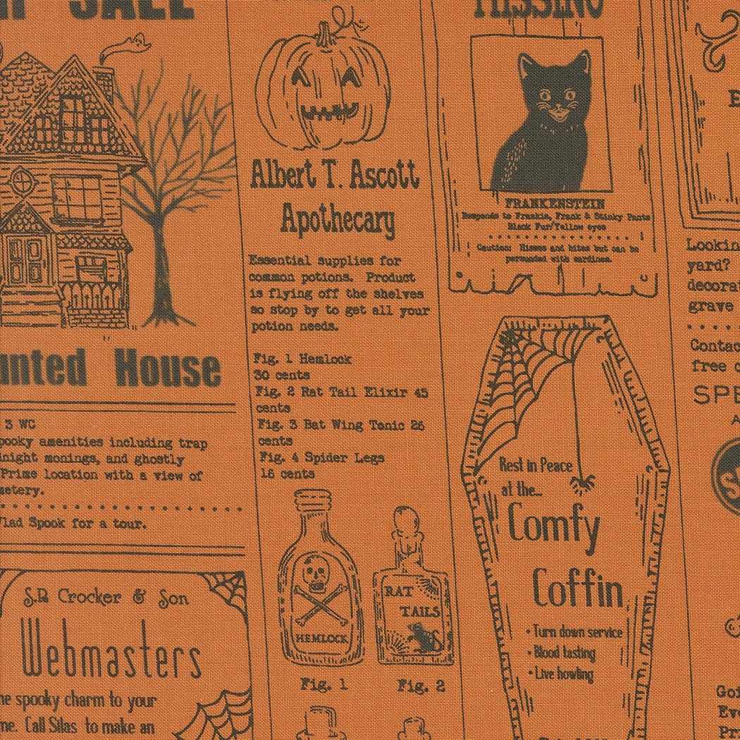 Home Sweet Haunt Halloween Quilt Fabric by Stacy Iest Hsu for Moda Fabrics Pumpkin 20910 14 - Jammin Threads
