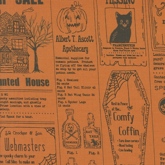 Home Sweet Haunt Halloween Quilt Fabric by Stacy Iest Hsu for Moda Fabrics Pumpkin 20910 14 - Jammin Threads