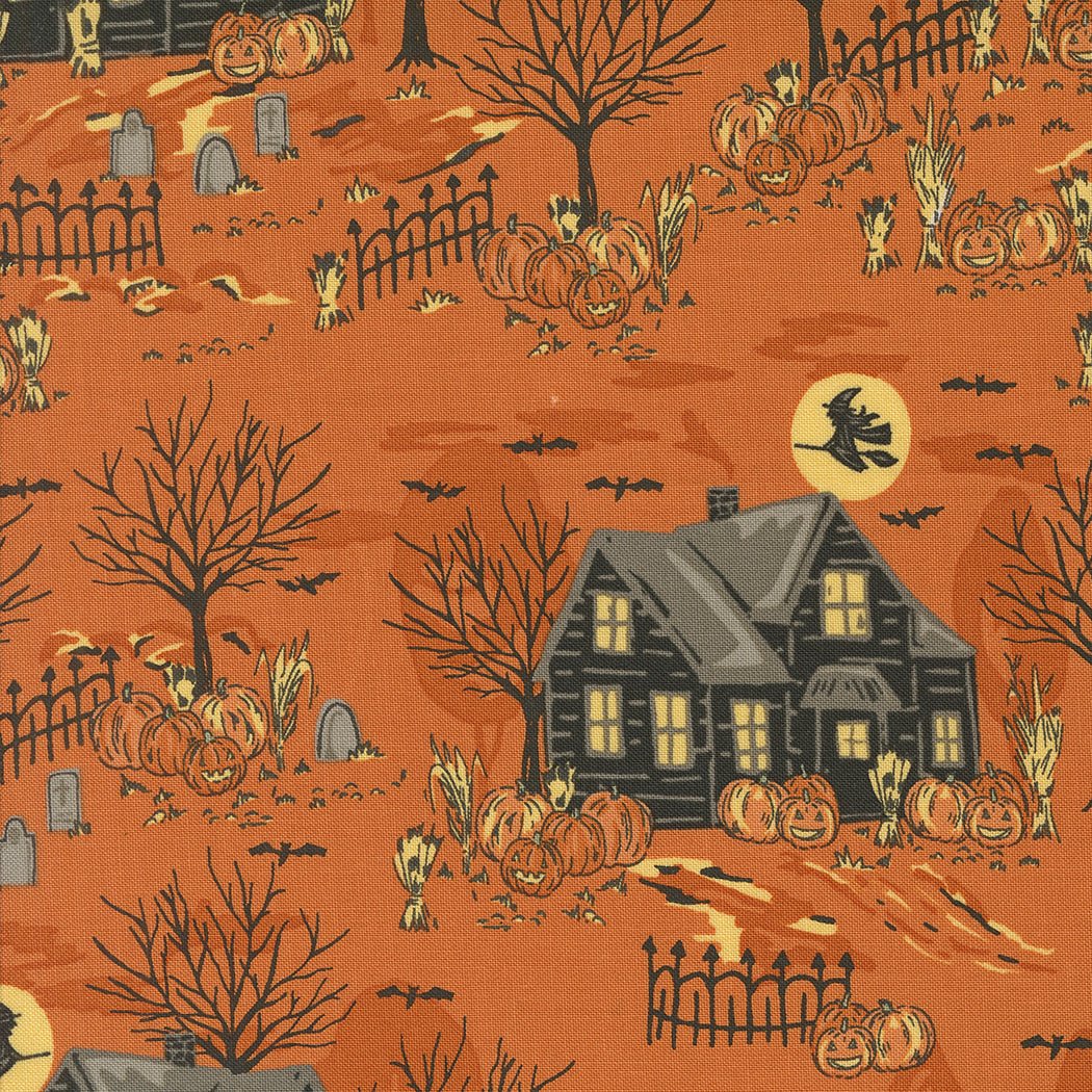 Home Sweet Haunt Halloween Quilt Fabric by Stacy Iest Hsu for Moda Fabrics Pumpkin 20912 14 - Jammin Threads