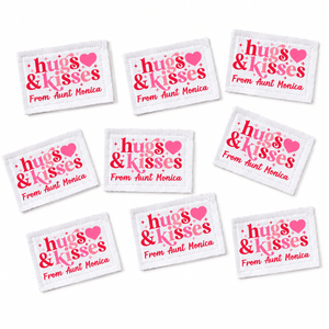 Hugs & Kisses Personalized Quilt Labels • Custom Quilt Tag - Jammin Threads