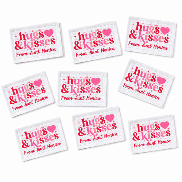 Hugs & Kisses Personalized Quilt Labels • Custom Quilt Tag - Jammin Threads