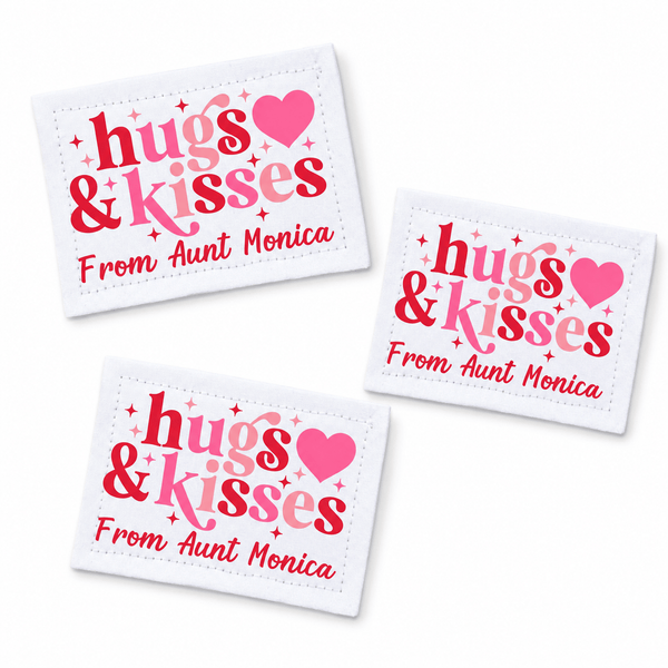 Hugs & Kisses Personalized Quilt Labels • Custom Quilt Tag - Jammin Threads