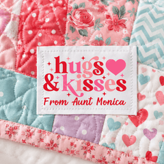 Hugs & Kisses Personalized Quilt Labels • Custom Quilt Tag - Jammin Threads