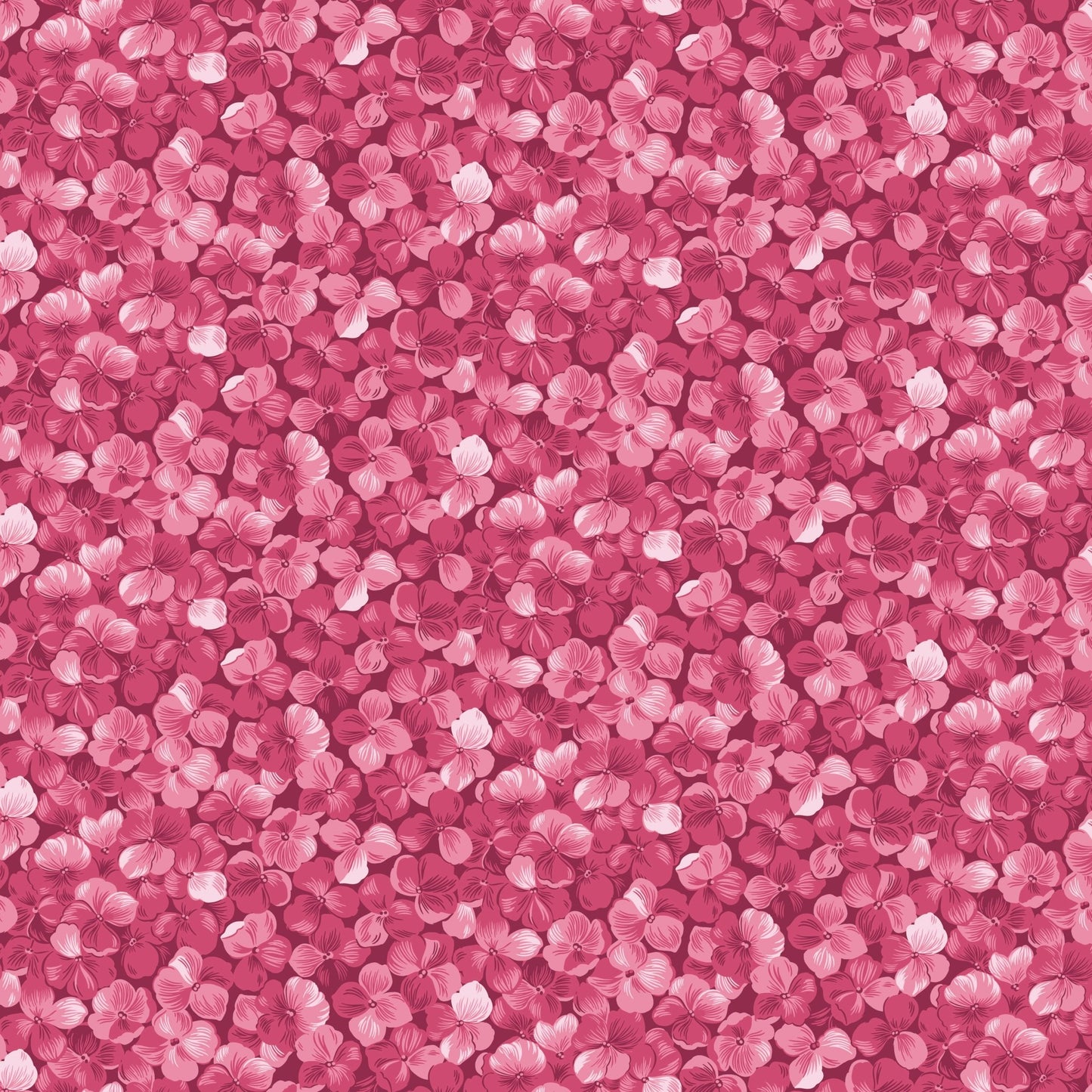 Hydrangeas in the Garden Quilt Fabric All over Floral Raspberry Pearl CPL16831 - RASPBERRY - Jammin Threads