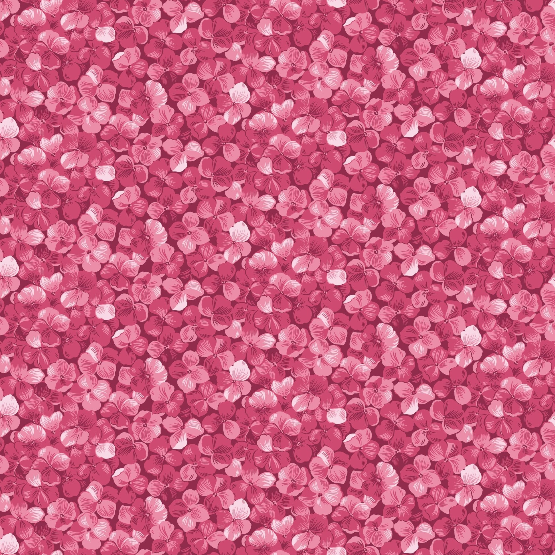 Hydrangeas in the Garden Quilt Fabric All over Floral Raspberry Pearl CPL16831 - RASPBERRY - Jammin Threads