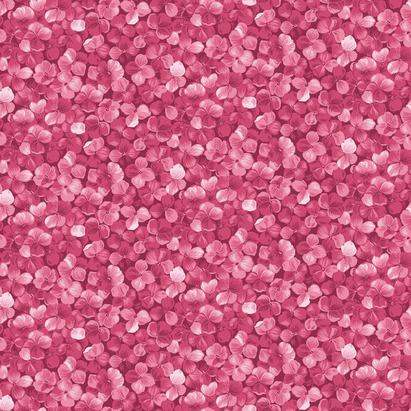 Hydrangeas in the Garden Quilt Fabric All over Floral Raspberry Pearl CPL16831 - RASPBERRY - Jammin Threads