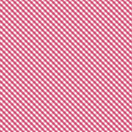 Hydrangeas in the Garden Quilt Fabric Gingham Raspberry C16835 - RASPBERRY - Jammin Threads
