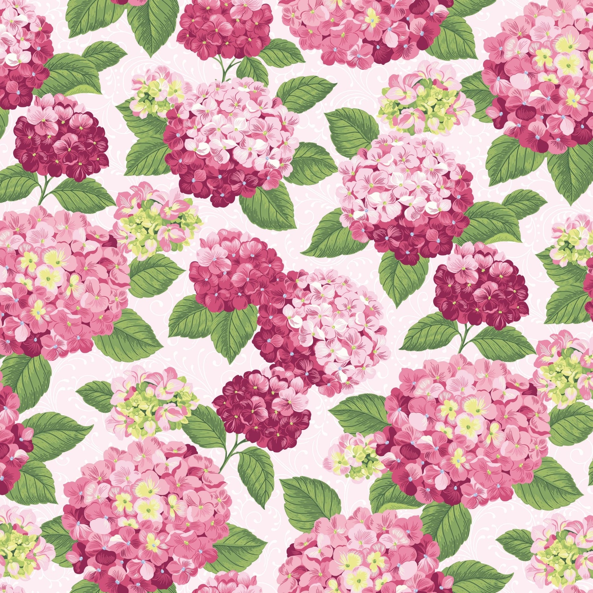 Hydrangeas in the Garden Quilt Fabric Main Pink Pearl CPL16830 - PINK - Jammin Threads