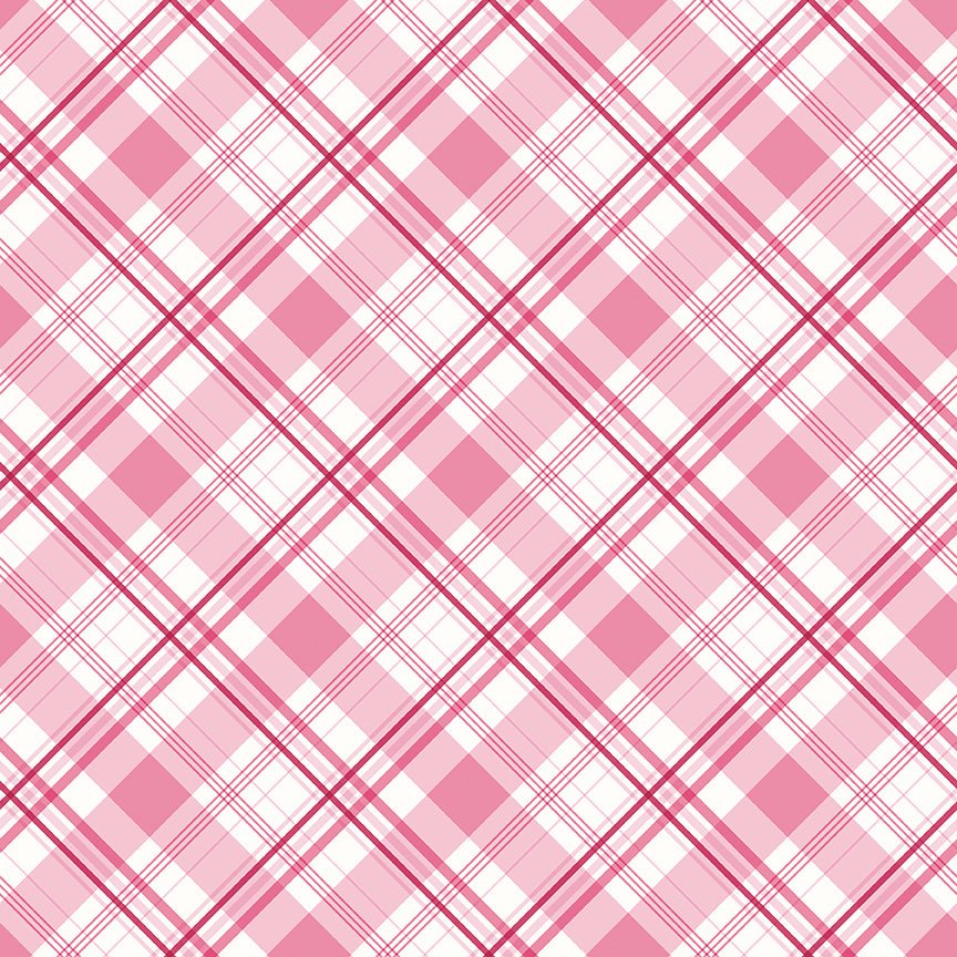 Hydrangeas in the Garden Quilt Fabric Plaid Pink C16838 - PINK - Jammin Threads