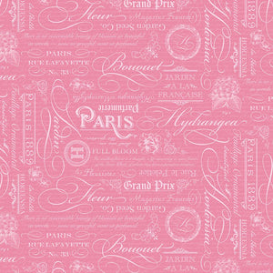 Hydrangeas in the Garden Quilt Fabric Text Rose Pearl CPL16833 - ROSE - Jammin Threads