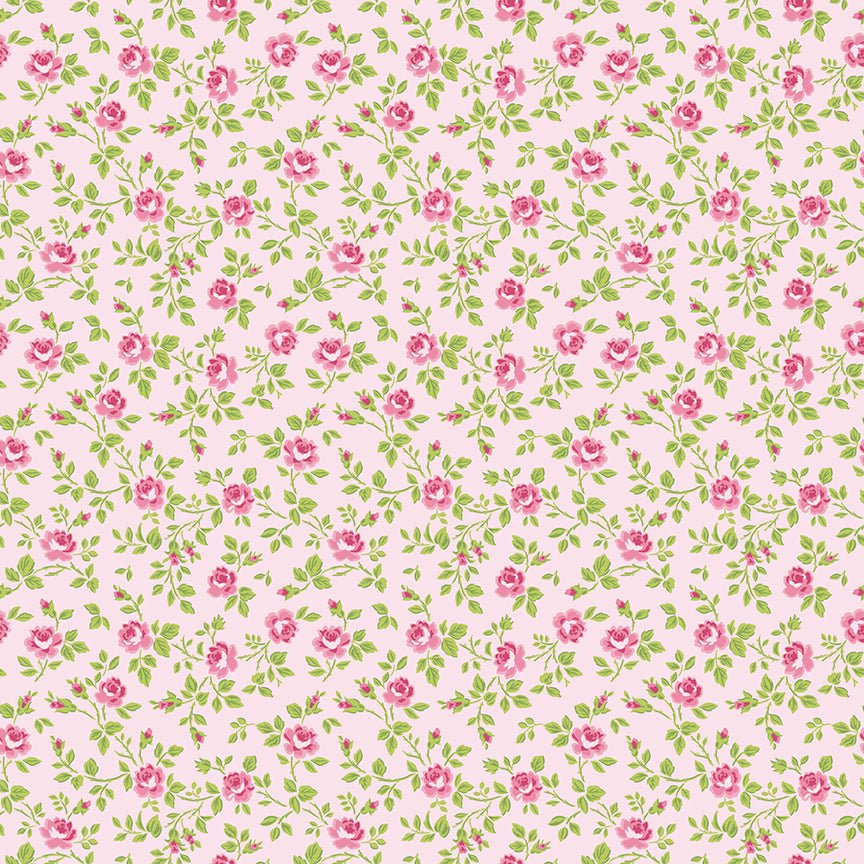 Hydrangeas in the Garden Quilt Fabric Tossed Floral Pink C16832 - PINK - Jammin Threads