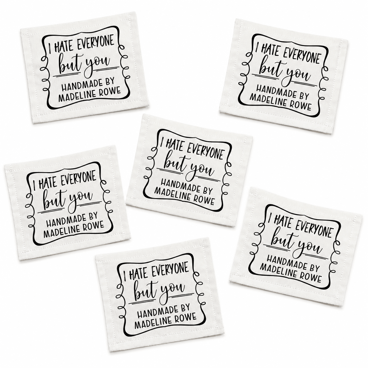 I Hate Everyone But You Personalized Quilt Label | Funny Custom Handmade Quilt Tag - Jammin Threads