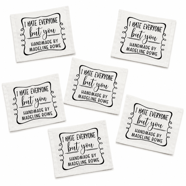 I Hate Everyone But You Personalized Quilt Label | Funny Custom Handmade Quilt Tag - Jammin Threads