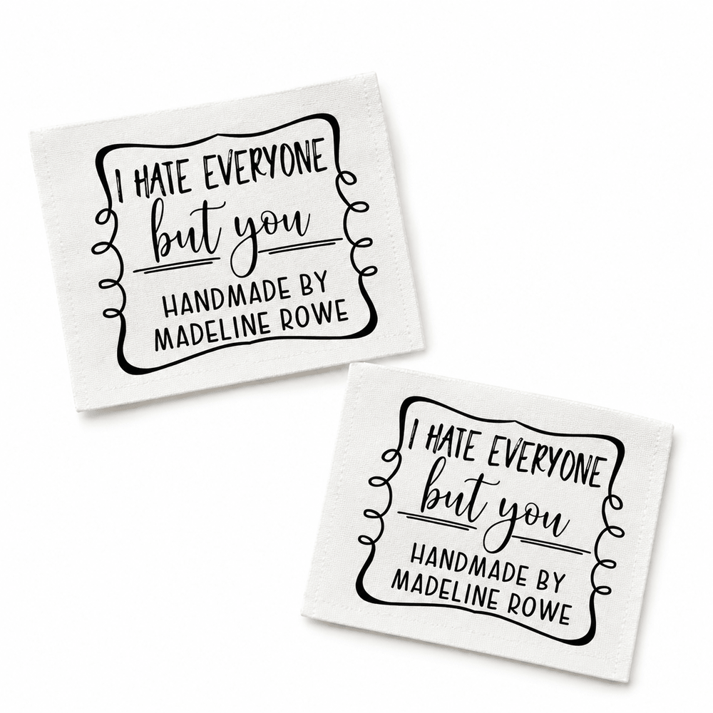 I Hate Everyone But You Personalized Quilt Label | Funny Custom Handmade Quilt Tag - Jammin Threads