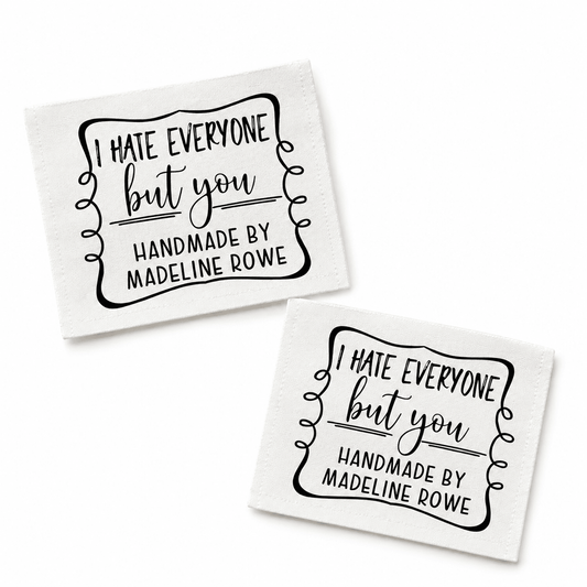 I Hate Everyone But You Personalized Quilt Label | Funny Custom Handmade Quilt Tag - Jammin Threads