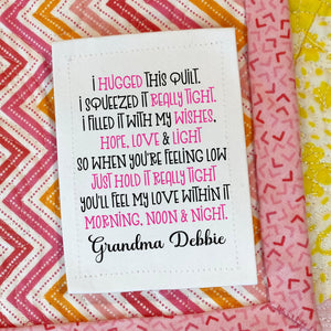 I Hugged This Quilt. Personalized Quilt Labels - Jammin Threads