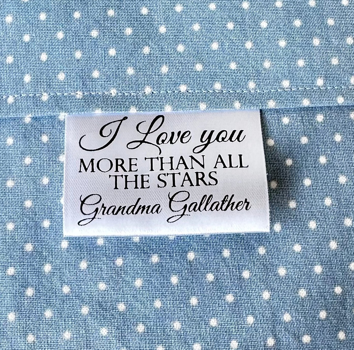 I Love You More than All The Stars. Satin Quilt Labels - Jammin Threads