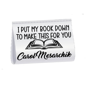 I Put My Book Down Quilt Label – Personalized Satin Tag with Name | Reader Gift Quilt Tag | Sew - In Label with Book Design - Jammin Threads