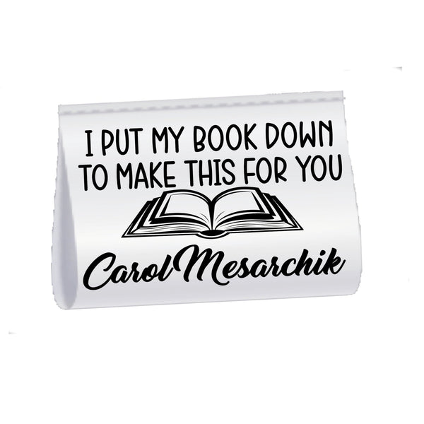 I Put My Book Down Quilt Label – Personalized Satin Tag with Name | Reader Gift Quilt Tag | Sew - In Label with Book Design - Jammin Threads