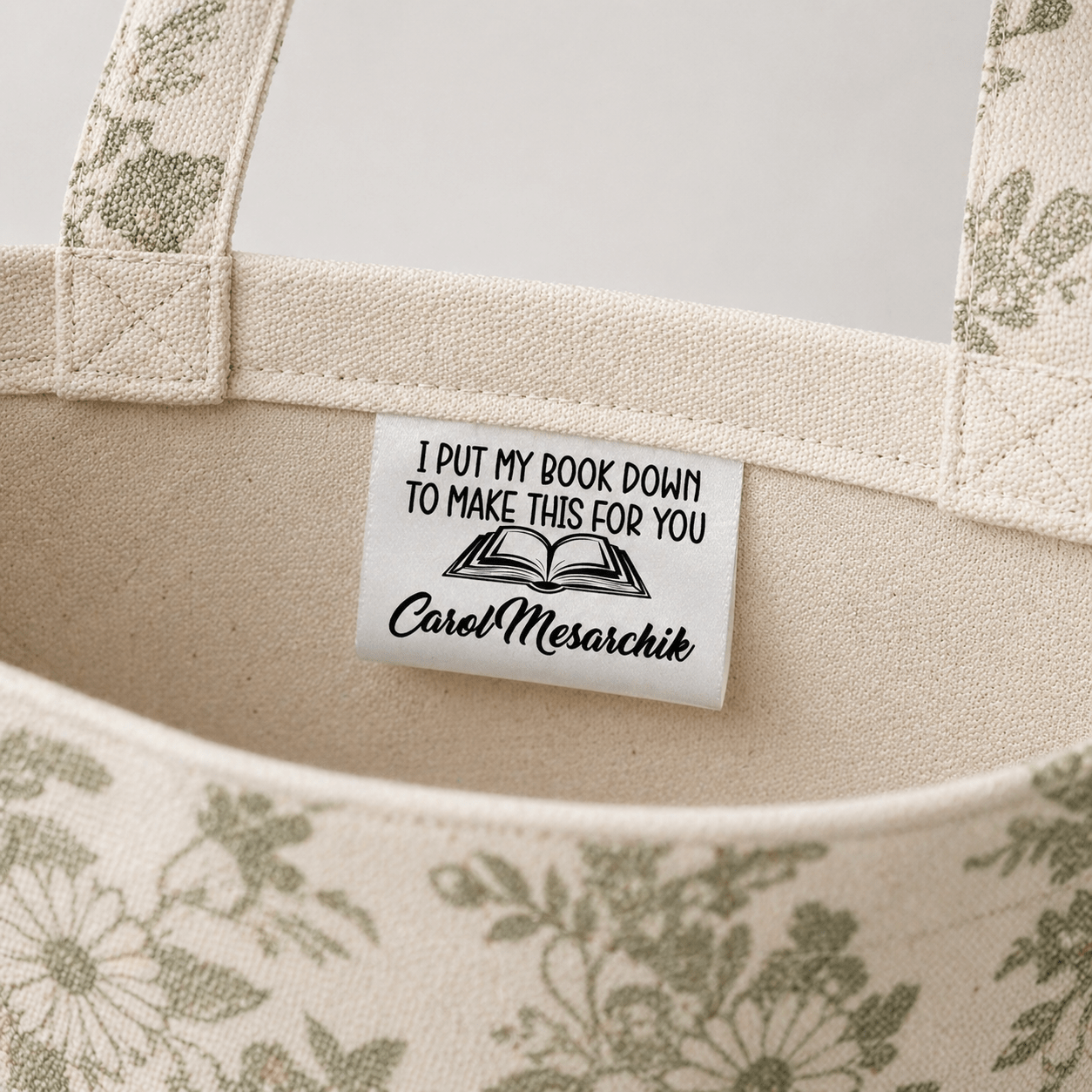 I Put My Book Down Quilt Label – Personalized Satin Tag with Name | Reader Gift Quilt Tag | Sew - In Label with Book Design - Jammin Threads