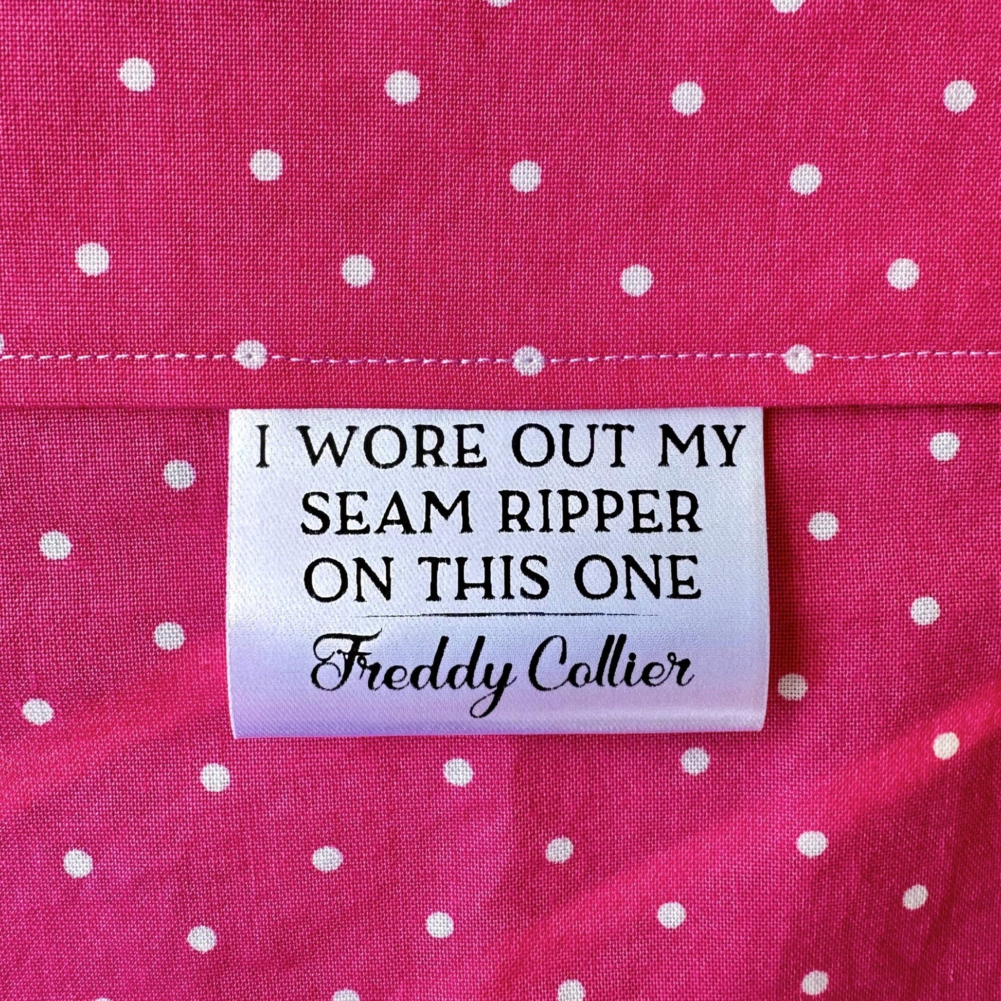 I Wore Out My Seam Ripper on This One. Funny Satin Quilt Labels - Jammin Threads