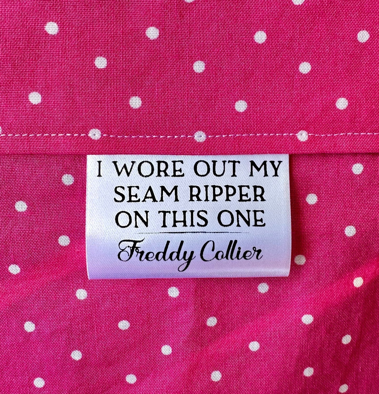 I Wore Out My Seam Ripper on This One. Funny Satin Quilt Labels - Jammin Threads