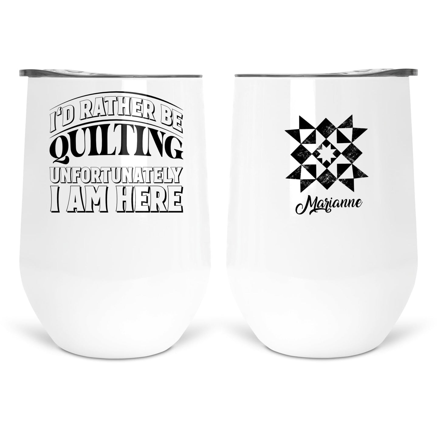 I'd Rather be Quilting, Unfortunately, I'm Here. Personalized quilting mugs and tumblers - Jammin Threads