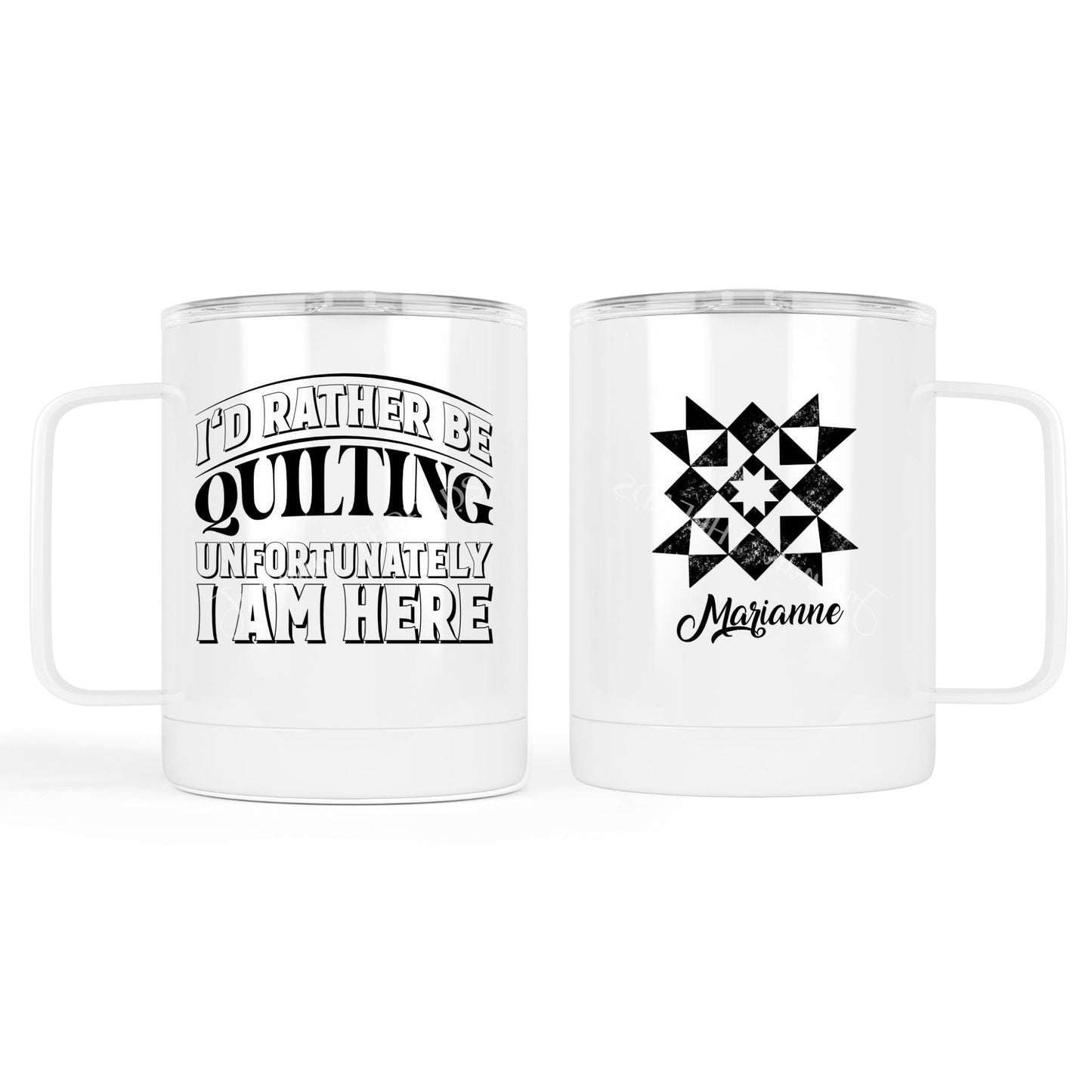 I'd Rather be Quilting, Unfortunately, I'm Here. Personalized quilting mugs and tumblers - Jammin Threads