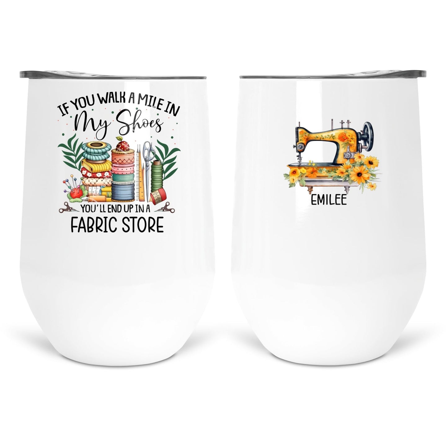 If You Walk A Mile in My Shoes, You'll End up at the Fabric Store - Personalized Mugs - Jammin Threads