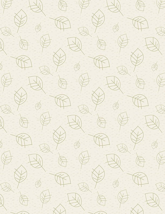 Into the Woodlands Leaves Cream Children's Quilt Fabric Wilmington Prints - Jammin Threads