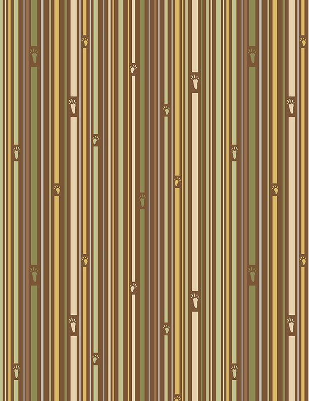 Into the Woodlands Stripes Brown Children's Quilt Fabric Wilmington Prints - Jammin Threads