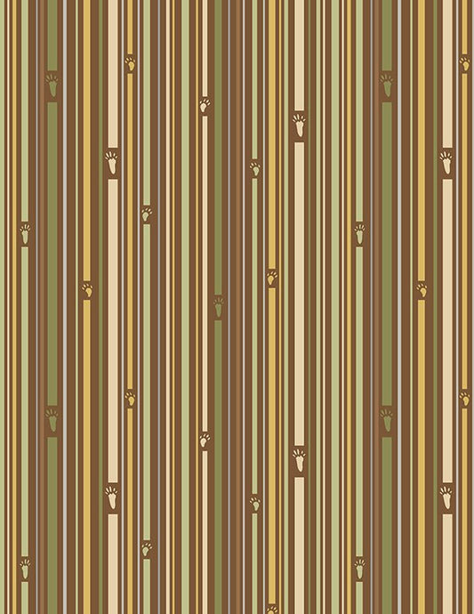 Into the Woodlands Stripes Brown Children's Quilt Fabric Wilmington Prints - Jammin Threads