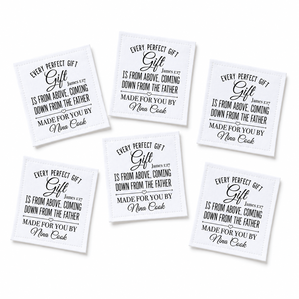 James 1:17 Quilt Label – Every Perfect Gift Is From Above Personalized Scripture Quilt Tag - Jammin Threads