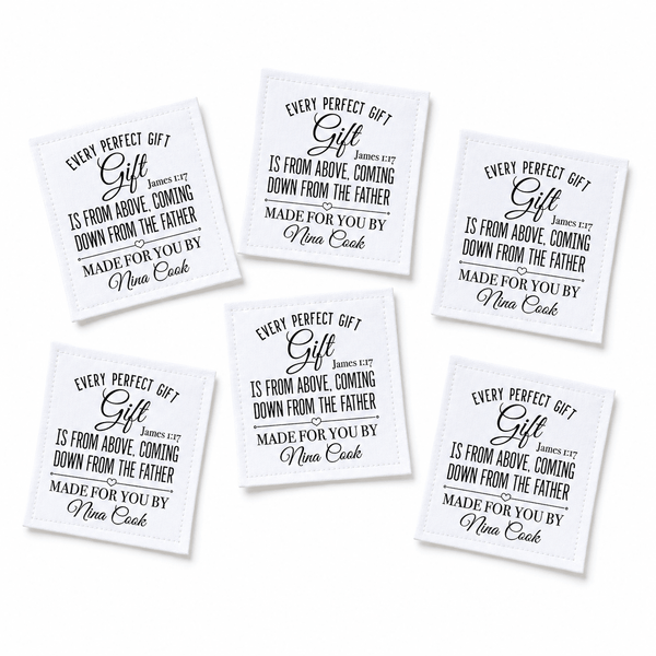 James 1:17 Quilt Label – Every Perfect Gift Is From Above Personalized Scripture Quilt Tag - Jammin Threads