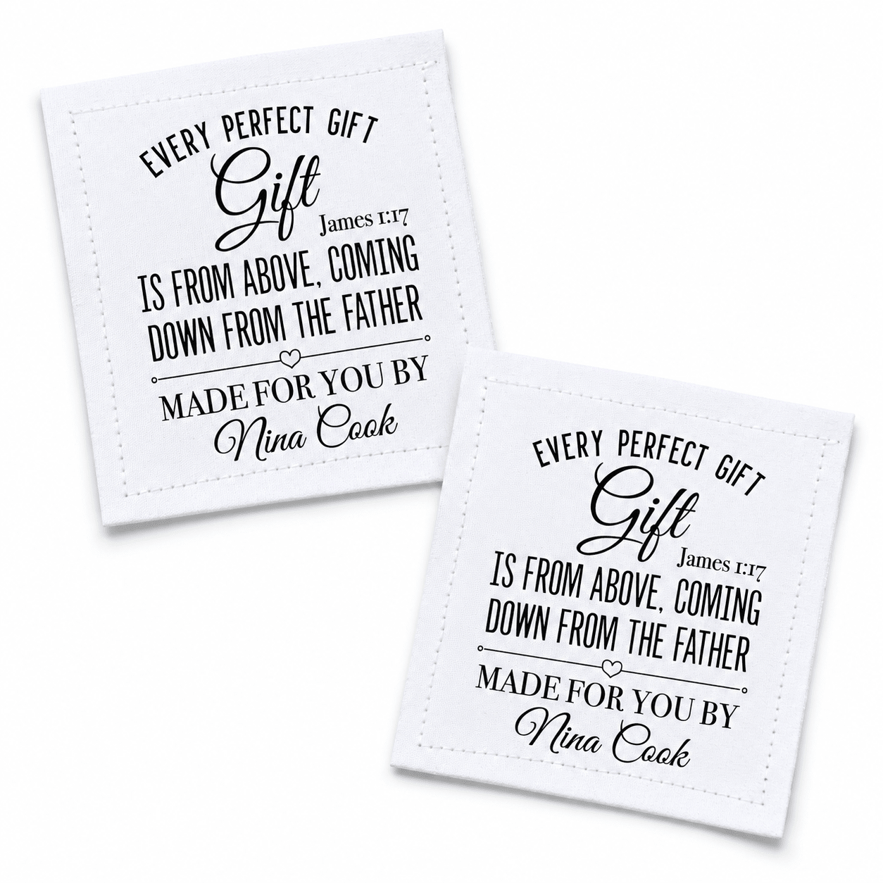 James 1:17 Quilt Label – Every Perfect Gift Is From Above Personalized Scripture Quilt Tag - Jammin Threads