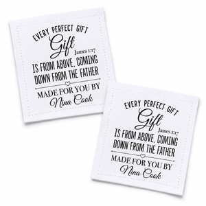 James 1:17 Quilt Label – Every Perfect Gift Is From Above Personalized Scripture Quilt Tag - Jammin Threads